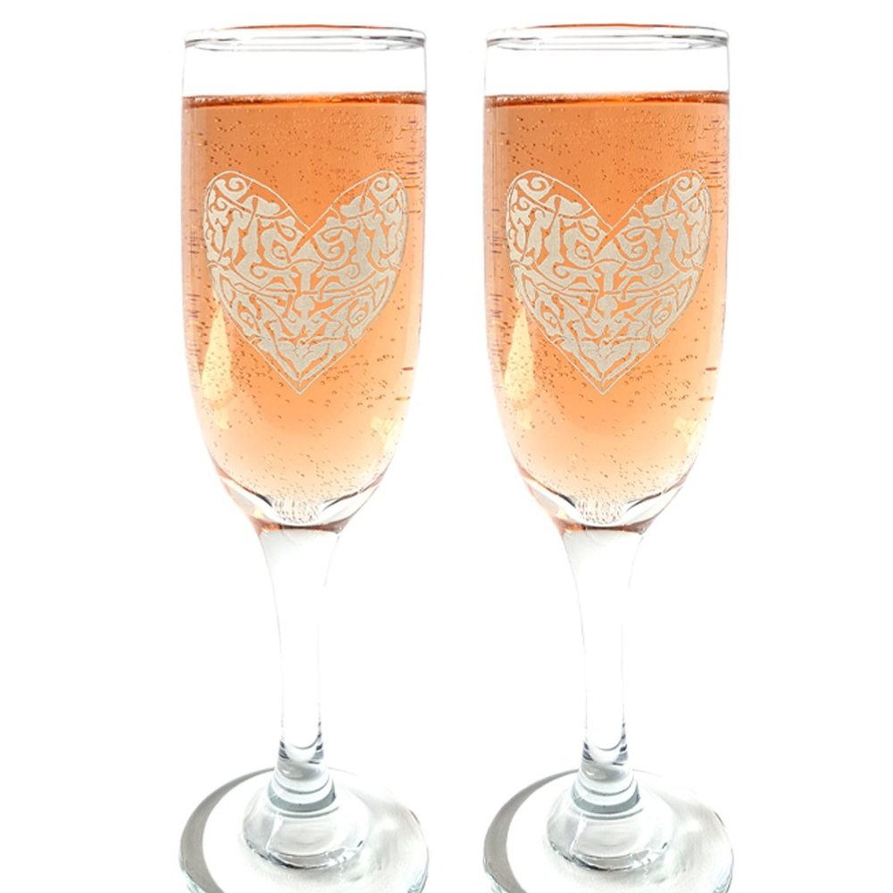 Celtic Heart Champagne Flute Set of Two